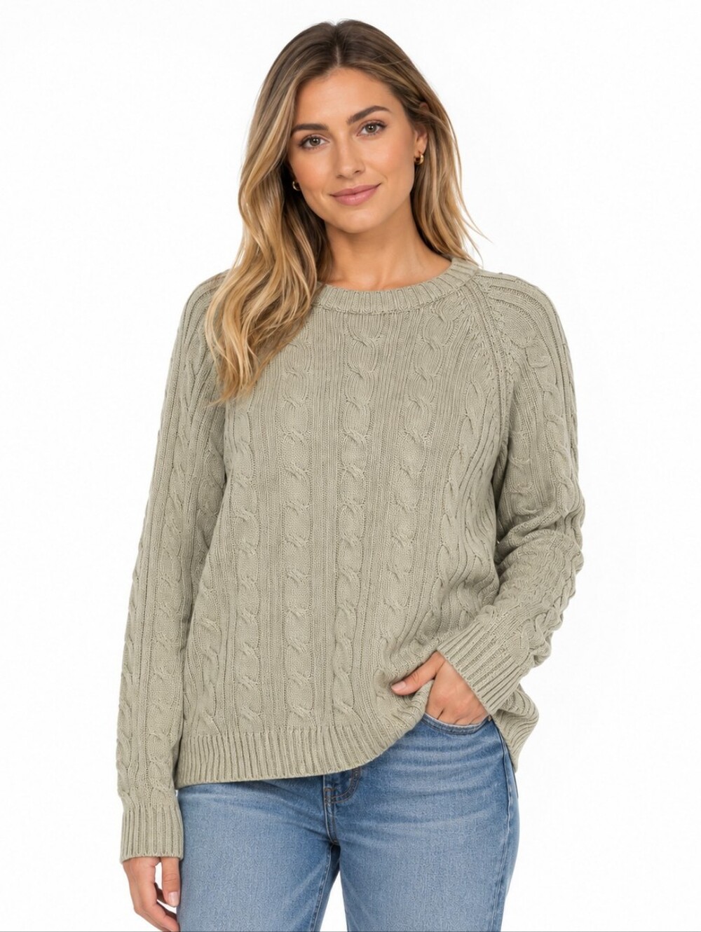 VTG 90s Levis Oversized Cable Knit Sweater XXL Beige Chunky Cotton Coastal